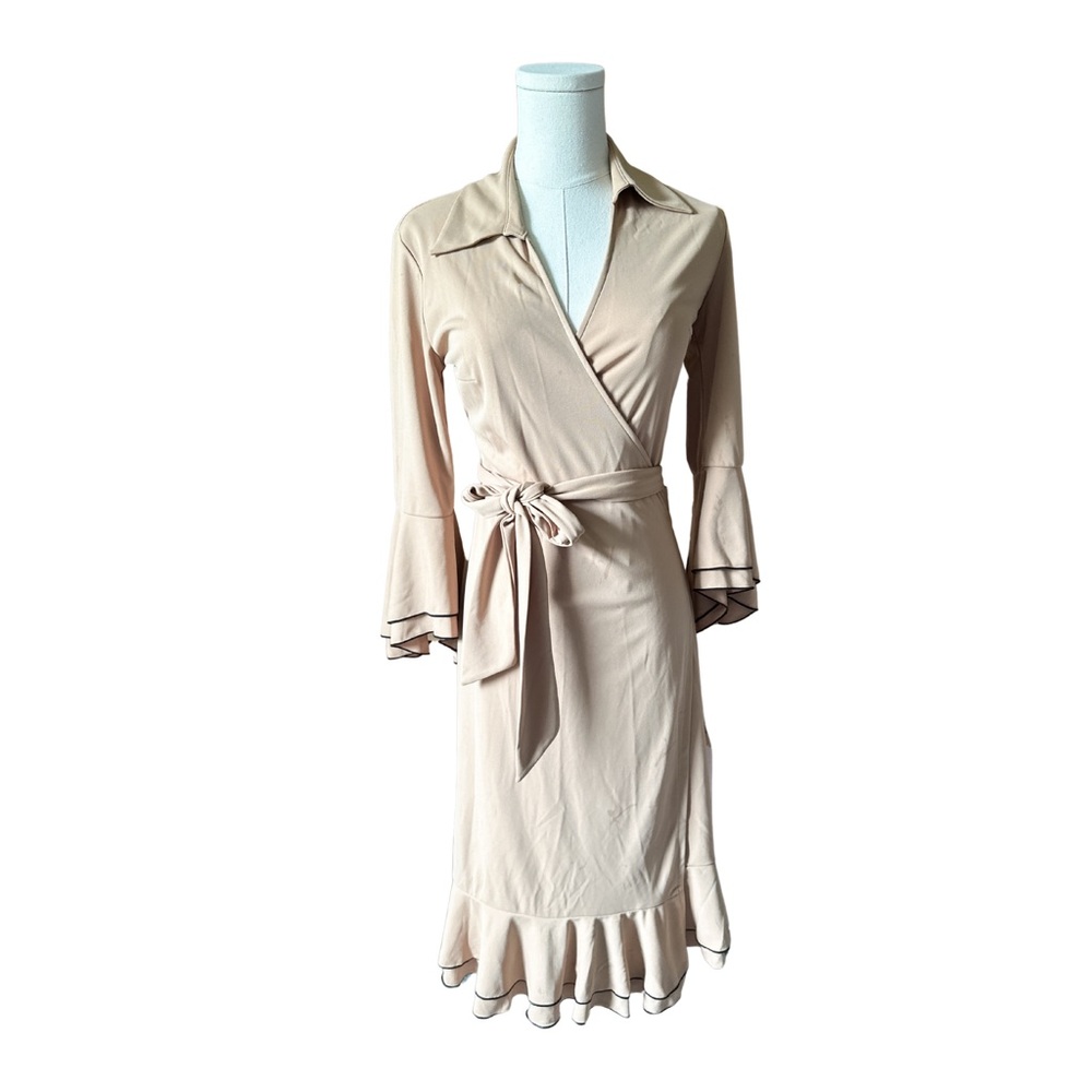 Express Y2K Tan Wrap Midi Dress